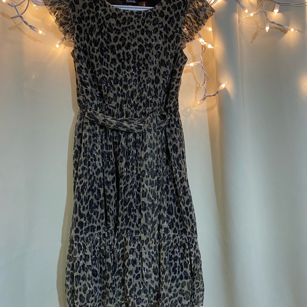 Zunie Leopard Print Kids Formal Dress